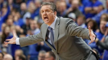 LEXINGTON, KY - JANUARY 30: Head coach John Calipari of the Kentucky Wildcats reacts against the Vanderbilt Commodores during the second half at Rupp Arena on January 30, 2018 in Lexington, Kentucky. (Photo by Michael Reaves/Getty Images)