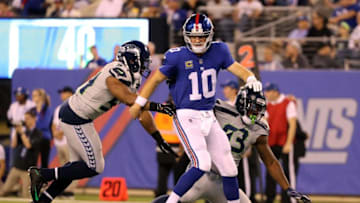 EAST RUTHERFORD, NJ - OCTOBER 22: Quarterback Eli Manning