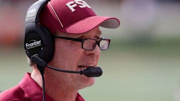 WINSTON SALEM, NC - SEPTEMBER 30: Head coach Jimbo Fisher of the Florida State Seminoles watches on against the Wake Forest Demon Deacons during their game at BB&T Field on September 30, 2017 in Winston Salem, North Carolina. (Photo by Streeter Lecka/Getty Images)