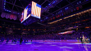 TAMPA, FLORIDA - DECEMBER 17: A general view of Amalie Arena during a game between the Tampa Bay Lightning and the Ottawa Senators at on December 17, 2019 in Tampa, Florida. (Photo by Mike Ehrmann/Getty Images)