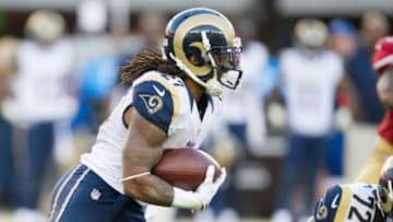 Nov 2, 2014; Santa Clara, CA, USA; St. Louis Rams running back Tre Mason (27) rushes for a gain against the San Francisco 49ers during the fourth quarter at Levi