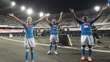 Kevin Malcuit ,Kalidou Koulibaly and Nikola Maksimovic of SSC Napoli during the Serie A TIM match between SSC Napoli and Parma Calcio at Stadio San Paolo Naples Italy on 26 September 2018. (Photo Franco Romano)