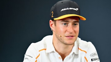 SUZUKA, JAPAN - OCTOBER 04: Stoffel Vandoorne of Belgium and McLaren F1 talks in the Drivers Press Conference during previews ahead of the Formula One Grand Prix of Japan at Suzuka Circuit on October 4, 2018 in Suzuka. (Photo by Clive Mason/Getty Images)