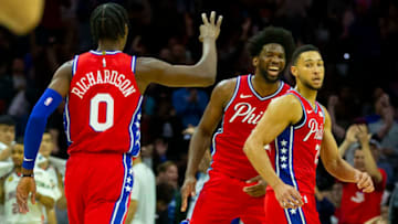 Josh Richardson, Joel Embiid, Ben Simmons | Philadelphia 76ers (Photo by Mitchell Leff/Getty Images)