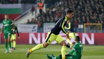 Ludogorets' Swiss midfielder Granit Xhaka celebrates after scoring a goal during the UEFA Champions League Group A football match between PFC Ludogorets and Arsenal, on November 1, 2016 at the Vassil Levski stadium in Sofia. / AFP / DIMITAR DILKOFF (Photo credit should read DIMITAR DILKOFF/AFP/Getty Images)