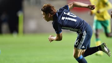 MATSUMOTO, JAPAN - JUNE 29: Takuma Asano of Japan in action during the U-23 international friendly match between Japan and South Africa at the Matsumotodaira Football Stadium on June 29, 2016 in Matsumoto, Nagano, Japan. (Photo by Atsushi Tomura/Getty Images)