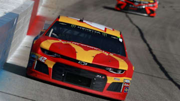 HAMPTON, GA - FEBRUARY 24: Kyle Larson, driver of the #42 McDonald's Chevrolet, leads a pack of cars during the Monster Energy NASCAR Cup Series Folds of Honor QuikTrip 500 at Atlanta Motor Speedway on February 24, 2019 in Hampton, Georgia. (Photo by Sean Gardner/Getty Images)