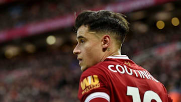 LIVERPOOL, ENGLAND - DECEMBER 30: (THE SUN OUT, THE SUN ON SUNDAY OUT) Philippe Coutinho of Liverpool during the Premier League match between Liverpool and Leicester City at Anfield on December 30, 2017 in Liverpool, England. (Photo by Andrew Powell/Liverpool FC via Getty Images)