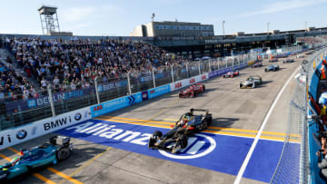 BERLIN, GERMANY - MAY 19: In this handout provided by FIA Formula E, Oliver Turvey (GBR), NIO Formula E Team, NextEV NIO Sport 003, leads Jean-Eric Vergne (FRA), TECHEETAH, Renault Z.E. 17 (Photo by Formula E via Getty Images)