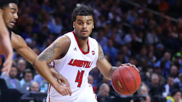 BROOKLYN, NY - MARCH 09: Louisville Cardinals guard Quentin Snider (4) during the first half of the 2017 New York Life ACC Tournament quarterfinal round game between the Louisville Cardinals and the Duke Blue Devils on March 9, 2017, at the Barclays Center in Brooklyn,NY. (Photo by Rich Graessle/Icon Sportswire via Getty Images)