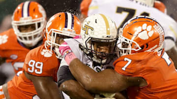 CLEMSON, SC - OCTOBER 28: Teammates Clelin Ferrell
