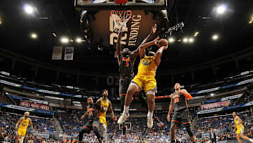 ORLANDO, FL - DECEMBER 1: Omari Spellman #4 of the Golden State Warriors shoots the ball against the Orlando Magic on December 1, 2019 at Amway Center in Orlando, Florida. NOTE TO USER: User expressly acknowledges and agrees that, by downloading and or using this photograph, User is consenting to the terms and conditions of the Getty Images License Agreement. Mandatory Copyright Notice: Copyright 2019 NBAE (Photo by Fernando Medina/NBAE via Getty Images)