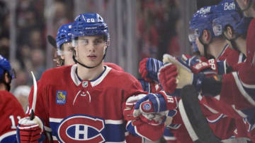 Nov 5, 2022; Montreal, Quebec, CAN; Montreal Canadiens forward Juraj Slafkovsky. Mandatory Credit: Eric Bolte-USA TODAY Sports