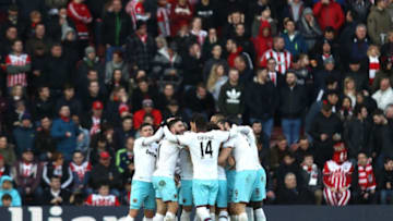 SOUTHAMPTON, ENGLAND - FEBRUARY 04: The West Ham United team celebrate after Steven Davis of Southampton (not pictured) scored a goal for their third goal during the Premier League match between Southampton and West Ham United at St Mary's Stadium on February 4, 2017 in Southampton, England. (Photo by Bryn Lennon/Getty Images)