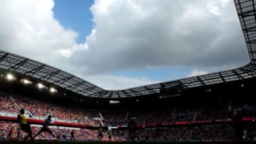 Jul 26, 2014; Harrison, NJ, USA; General view of the field during the first half of a game between the New York Red Bulls and Arsenal at Red Bull Arena. Mandatory Credit: Brad Penner-USA TODAY Sports