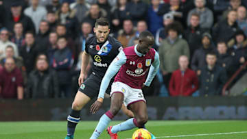 BIRMINGHAM, ENGLAND - NOVEMBER 05: Blackburn Rovers Darragh Lenihan battles with Aston Villa's Albert Adomah during the Sky Bet Championship match between Aston Villa and Blackburn Rovers at Villa Park on November 5, 2016 in Birmingham, England. (Photo by Mick Walker - CameraSport via Getty Images)