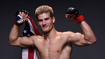 NORFOLK, VA - NOVEMBER 11: Sage Northcutt poses for a post fight portrait backstage during the UFC Fight Night event inside the Ted Constant Convention Center on November 11, 2017 in Norfolk, Virginia. (Photo by Mike Roach/Zuffa LLC/Zuffa LLC via Getty Images)