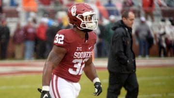 Dec 3, 2016; Norman, OK, USA; Oklahoma Sooners running back Samaje Perine (32) is seen on the field prior to action against the Oklahoma State Cowboys at Gaylord Family - Oklahoma Memorial Stadium. Mandatory Credit: Mark D. Smith-USA TODAY Sports