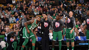BOSTON, MA - NOVEMBER 8: Marcus Morris #13 of the Boston Celtics reacts against the Los Angeles Lakers on November 8, 2017 at the TD Garden in Boston, Massachusetts. NOTE TO USER: User expressly acknowledges and agrees that, by downloading and or using this photograph, User is consenting to the terms and conditions of the Getty Images License Agreement. Mandatory Copyright Notice: Copyright 2017 NBAE (Photo by Brian Babineau/NBAE via Getty Images)