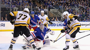 NEW YORK, NEW YORK - MAY 15: Igor Shesterkin #31 of the New York Rangers skates against the Pittsburgh Penguins in Game Seven of the First Round of the 2022 Stanley Cup Playoffs at Madison Square Garden on May 15, 2022 in New York City. (Photo by Bruce Bennett/Getty Images)
