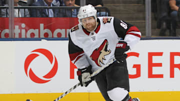 TORONTO, ON - FEBRUARY 11: Phil Kessel #81 of the Arizona Coyotes skates against the Toronto Maple Leafs during an NHL game at Scotiabank Arena on February 11, 2020 in Toronto, Ontario, Canada. The Maple Leafs defeated the Coyotes 3-2 in overtime. (Photo by Claus Andersen/Getty Images)
