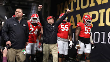 ATLANTA, GA - JANUARY 08: Head coach Kirby Smart of the Georgia Bulldogs (Photo by Christian Petersen/Getty Images