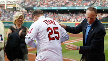 CLEVELAND, OH - AUGUST 02: Former Indians great Jim Thome