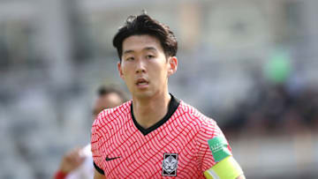 GOYANG, SOUTH KOREA - JUNE 13: Son Heung-Min of South Korea in action during the FIFA World Cup Asian Qualifier 2nd round Group H match between South Korea and Lebanon at Goyang Stadium on June 13, 2021 in Goyang, South Korea. (Photo by Chung Sung-Jun/Getty Images)