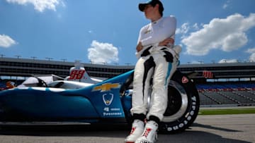 FORT WORTH, TX - JUNE 08: Gabby Chaves, driver of the #88 Harding Group Chevrolet, stands on the grid during the US Concrete Qualifying Day for the Verizon IndyCar Series DXC Technology 600 at Texas Motor Speedway on June 8, 2018 in Fort Worth, Texas. (Photo by Robert Laberge/Getty Images)