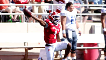 BLOOMINGTON, INDIANA - SEPTEMBER 07: Whop Philyor #1 of the Indiana Hoosiers signals for a first down in the first half against the Eastern Illinois Panthers at Memorial Stadium on September 07, 2019 in Bloomington, Indiana. (Photo by Justin Casterline/Getty Images)