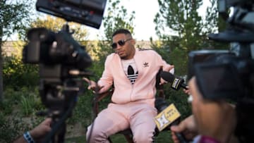 LAS VEGAS, NV - AUGUST 24: Kevin Lee speaks to the media during the UFC 215 & UFC 216 Title Bout Participants Las Vegas Media Day at the UFC Headquarters on August 24, 2017 in Las Vegas, Nevada. (Photo by Brandon Magnus/Zuffa LLC/Zuffa LLC via Getty Images)