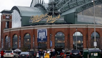 MILWUAKEE, WI - OCTOBER 19: A general view of the exterior of Miller Park prior to Game 6 of the NLCS between the Los Angeles Dodgers and the Milwaukee Brewers on Friday, October, 19, 2018 in Milwaukee, Wisconsin. (Photo by Mike McGinnis/MLB Photos via Getty Images)