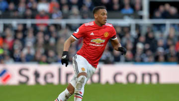 NEWCASTLE UPON TYNE, ENGLAND - FEBRUARY 11: Anthony Martial of Manchester United in action during the Premier League match between Newcastle United and Manchester United at St. James Park on February 10, 2018 in Newcastle upon Tyne, England. (Photo by Mark Runnacles/Getty Images)