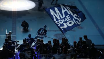 TORONTO, ON- MAY 20 - The Toronto Marlies take to the ice before the game as the Toronto Marlies play the Lehigh Valley Phantoms in game two of the AHL Eastern Conference final in the Calder Cup play-offs at Ricoh Coliseum in Toronto. May 20, 2018. (Steve Russell/Toronto Star via Getty Images)