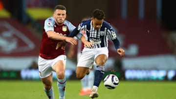West Bromwich Albion's Brazilian midfielder Matheus Pereira (R) vies with Aston Villa's Scottish midfielder John McGinn (L) during the English Premier League football match between Aston Villa and West Bromwich Albion at Villa Park in Birmingham, central England on April 25, 2021. - RESTRICTED TO EDITORIAL USE. No use with unauthorized audio, video, data, fixture lists, club/league logos or 'live' services. Online in-match use limited to 120 images. An additional 40 images may be used in extra time. No video emulation. Social media in-match use limited to 120 images. An additional 40 images may be used in extra time. No use in betting publications, games or single club/league/player publications. (Photo by MICHAEL STEELE / POOL / AFP) / RESTRICTED TO EDITORIAL USE. No use with unauthorized audio, video, data, fixture lists, club/league logos or 'live' services. Online in-match use limited to 120 images. An additional 40 images may be used in extra time. No video emulation. Social media in-match use limited to 120 images. An additional 40 images may be used in extra time. No use in betting publications, games or single club/league/player publications. / RESTRICTED TO EDITORIAL USE. No use with unauthorized audio, video, data, fixture lists, club/league logos or 'live' services. Online in-match use limited to 120 images. An additional 40 images may be used in extra time. No video emulation. Social media in-match use limited to 120 images. An additional 40 images may be used in extra time. No use in betting publications, games or single club/league/player publications. (Photo by MICHAEL STEELE/POOL/AFP via Getty Images)
