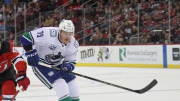 NEWARK, NEW JERSEY - OCTOBER 19: Micheal Ferland #79 of the Vancouver Canucks skates against the New Jersey Devils at the Prudential Center on October 19, 2019 in Newark, New Jersey. (Photo by Bruce Bennett/Getty Images)