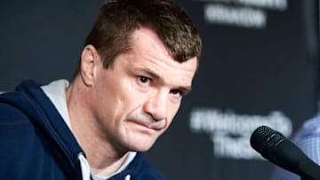 KRAKOW, POLAND - FEBRUARY 25: Mirko Cro Cop from Croatia speaks during a UFC press conference in Piwnica Pod Baranami Restaurant on February 25, 2015 in Krakow, Poland. (Photo by Adam Nurkiewicz/Zuffa LLC/Zuffa LLC via Getty Images)
