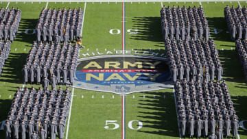 Dec 10, 2022; Philadelphia, Pennsylvania, USA; The Corps of Cadets from the United States Military Academy at West Point march on to the field before the 123rd Army-Navy game at Lincoln Financial Field. Mandatory Credit: Danny Wild-USA Today Sports