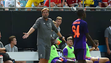 CHARLOTTE, NC - JULY 22: Jurgen Klopp manager of Liverpool during the International Champions Cup 2018 match between Liverpool and Borussia Dortmund at Bank of America Stadium on July 22, 2018 in Charlotte, North Carolina. (Photo by Andrew Powell/Liverpool FC via Getty Images)