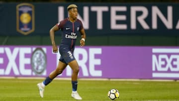 DETROIT, MI - JULY 19: Presnel Kimpembe #3 of Paris Saint-Germain controls the ball against AS Roma during the second half at Comerica Park on July 19, 2017 in Detroit, Michigan. (Photo by Duane Burleson/Getty Images)