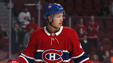 Sep 19, 2019; Montreal, Quebec, CAN; Montreal Canadiens Lukas Vejdemo Mandatory Credit: Jean-Yves Ahern-USA TODAY Sports