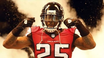 Nov 4, 2012; Atlanta, GA, USA; Atlanta Falcons safety William Moore (25) takes the field before the game against the Dallas Cowboys at the Georgia Dome. The Falcons defeated the Cowboys 19-13. Mandatory Credit: Josh D. Weiss-USA TODAY Sports