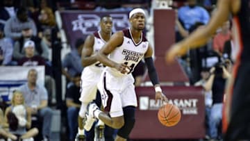 Feb 13, 2016; Starkville, MS, USA; Mississippi State Bulldogs guard Malik Newman (14) moves the ball down the court during the first half of the game against the Georgia Bulldogs at Humphrey Coliseum. Mandatory Credit: Matt Bush-USA TODAY Sports