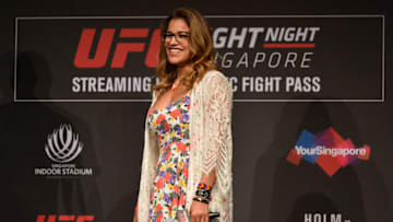 SINGAPORE - JUNE 16: Julianna Pena of the United States smiles at the fans UFC Fight Night Q