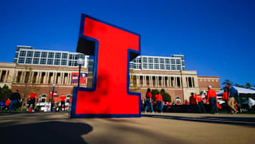 CHAMPAIGN, IL - SEPTEMBER 29: An Illinois Fighting Illini I is seen in the Grange Grove before the game against the Nebraska Cornhuskers at Memorial Stadium on September 29, 2017 in Champaign, Illinois. (Photo by Michael Hickey/Getty Images)