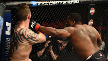DETROIT, MI - DECEMBER 02: (R-L) Justin Willis knocks out Allen Crowder in their heavyweight bout during the UFC 218 event inside Little Caesars Arena on December 02, 2017 in Detroit, Michigan. (Photo by Josh Hedges/Zuffa LLC/Zuffa LLC via Getty Images)