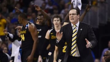 Mar 22, 2015; Omaha, NE, USA; Wichita State Shockers head coach Gregg Marshall during the second half in the third round of the 2015 NCAA Tournament against the Kansas Jayhawks at CenturyLink Center. Mandatory Credit: Jasen Vinlove-USA TODAY Sports