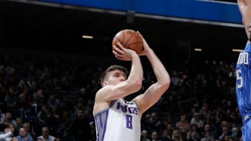 SACRAMENTO, CA - JANUARY 7: Bogdan Bogdanovic #8 of the Sacramento Kings shoots the ball against the Orlando Magic on January 7, 2019 at Golden 1 Center in Sacramento, California. NOTE TO USER: User expressly acknowledges and agrees that, by downloading and or using this Photograph, user is consenting to the terms and conditions of the Getty Images License Agreement. Mandatory Copyright Notice: Copyright 2019 NBAE (Photo by Rocky Widner/NBAE via Getty Images)