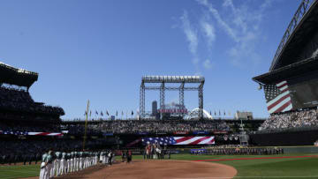 Jul 11, 2023; Seattle, Washington, USA; A general view of pre game ceremonies before the first inning at T-Mobile Park. at T-Mobile Park. Mandatory Credit: Stephen Brashear-USA TODAY Sports