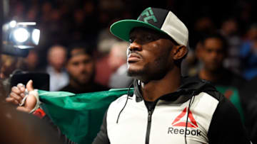 BUFFALO, NY - APRIL 08: Kamaru Usman of Nigeria enters the Octagon prior to the fight against Sean Strickland in their welterweight bout during the UFC 210 event at KeyBank Center on April 8, 2017 in Buffalo, New York. (Photo by Josh Hedges/Zuffa LLC/Zuffa LLC via Getty Images)